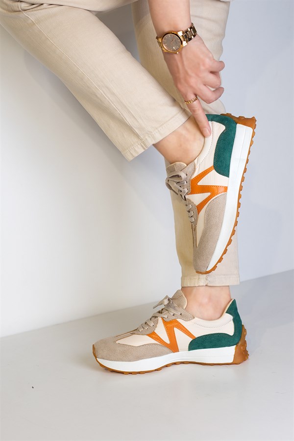 Lisa Kadın Spor Ayakkabı Bej-Yeşil