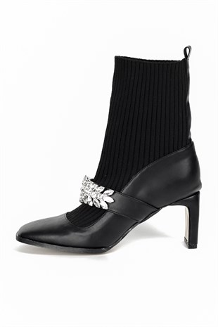 20K Eşle Flora Kadın Günlük Topuklu Ayakkabı Siyah
