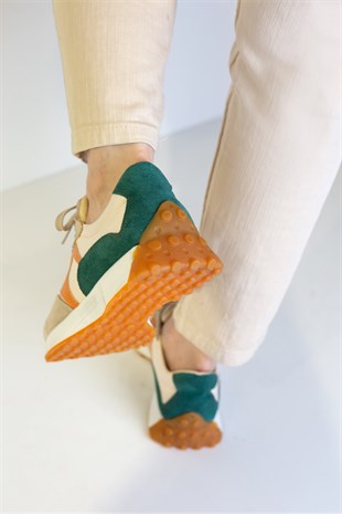 Lisa Kadın Spor Ayakkabı Bej-Yeşil