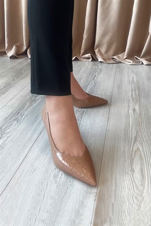 Still Kadın Günlük Topuklu Ayakkabı Vizon Kroko