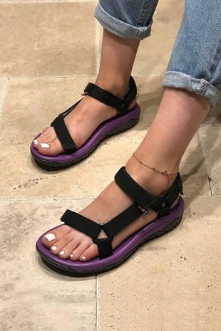 Wendy Kadın Treaking Sandalet Siyah - Mor